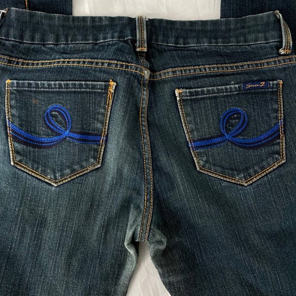 7 Seven  Women's Regular Boot cut Jeans Dark Blue Wash 31 - Picture 4 of 13